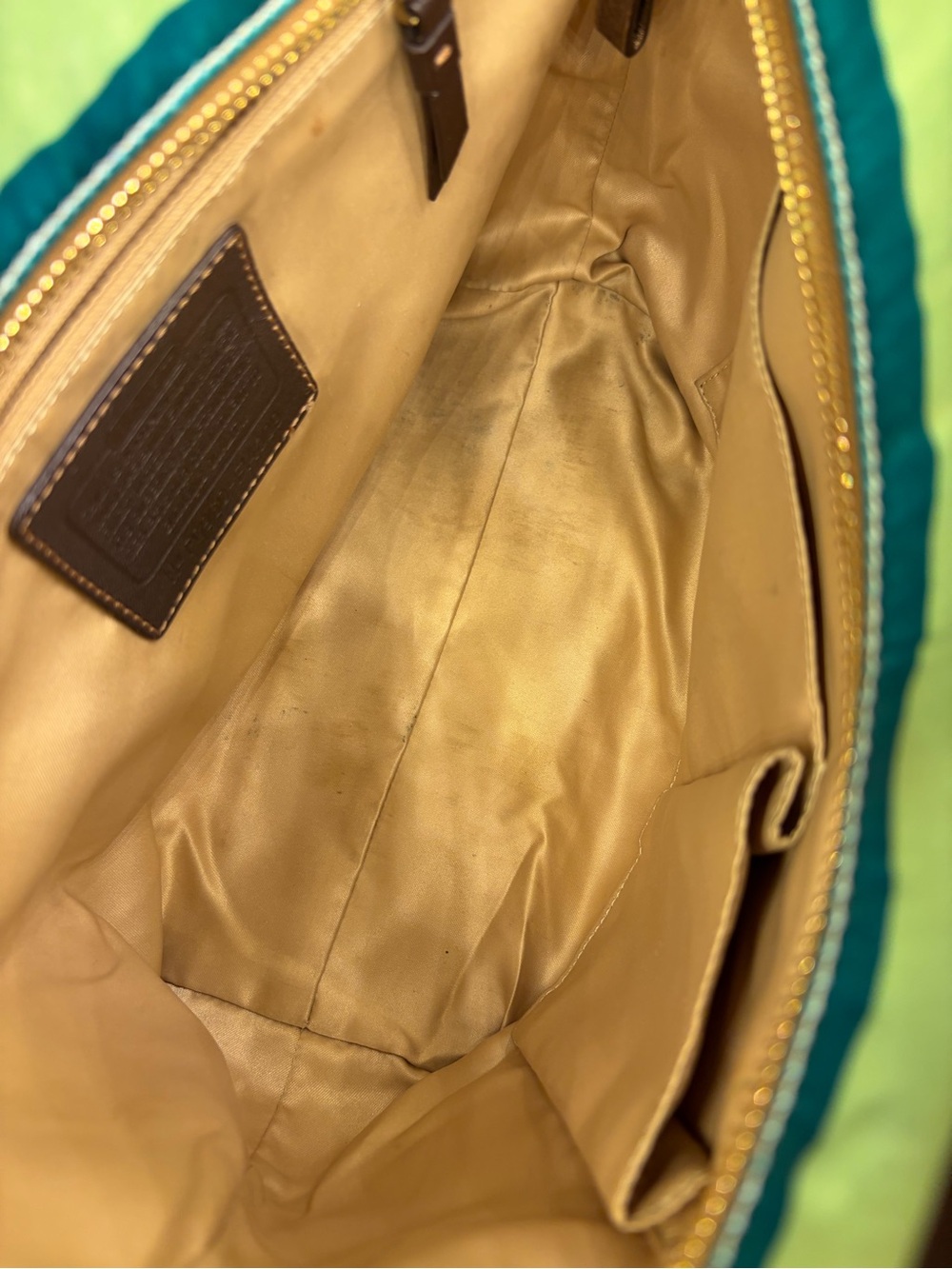 COACH LEGACY Multicolor Striped SATEEN Tote with Gold/ Bronze Trim. 2 Hangtags!! - Picture 14 of 16